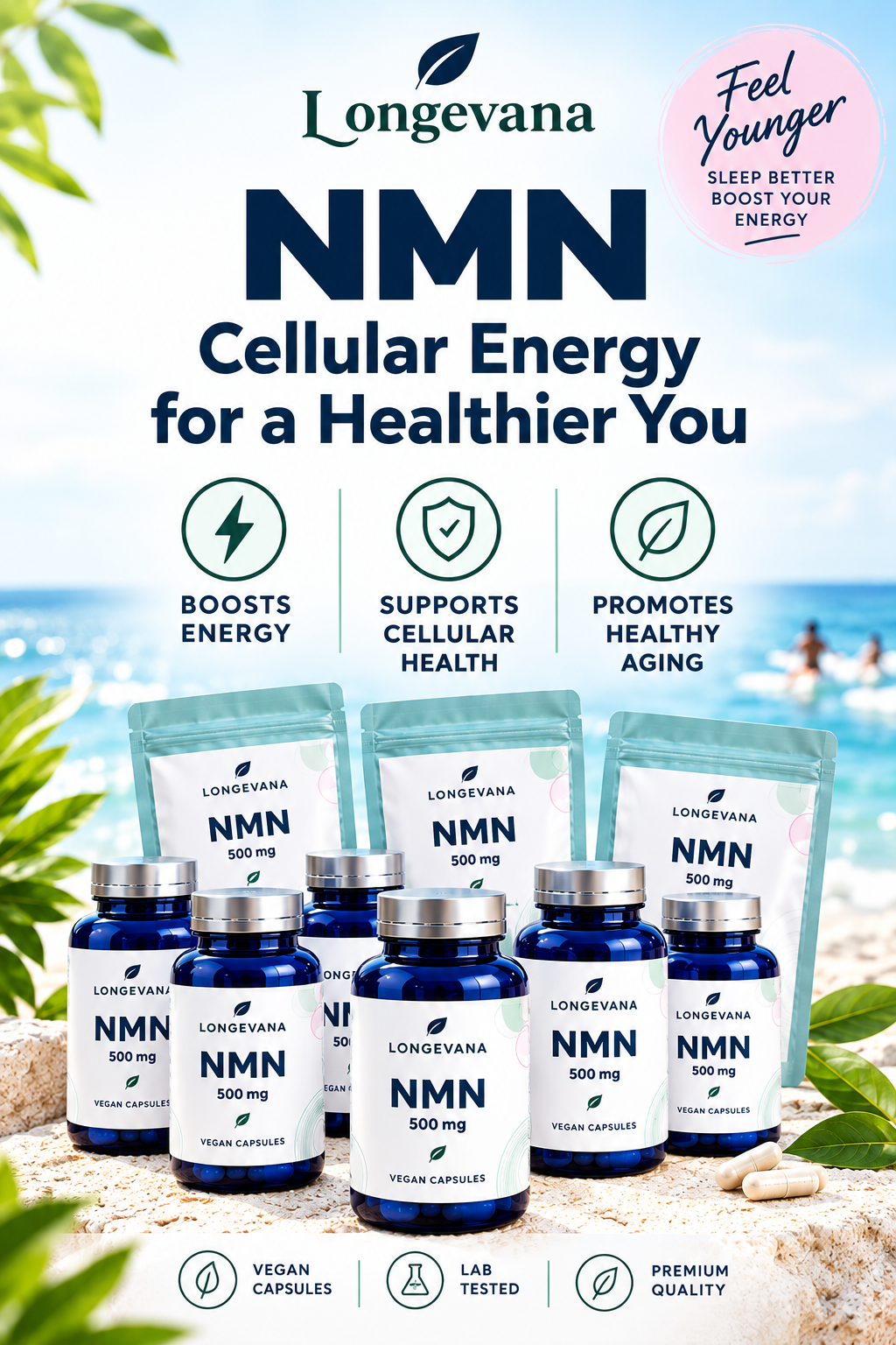 NMN 500mg - Potenciador de NAD+ | Longevana