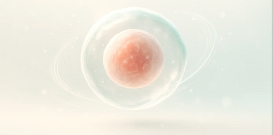 Illustration of healthy aging science showing cellular protection, mitochondria, and longevity supplements