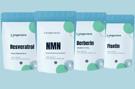Longevana NMN and Trans-Resveratrol longevity bundle supplements for cellular energy and healthy aging
