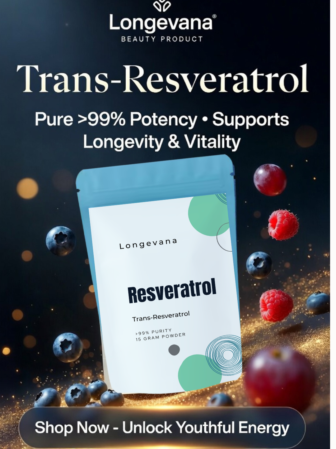 Trans-Resveratrol 99.6% – 15g Powder